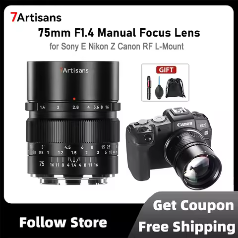 7artisans 75mm F1.4 Camera Lens Full Frame Large Aperture Manual Focus Lens for Sony E FX30 Nikon Z 