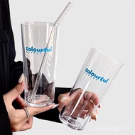 Ins Style Simple Letter Glass Cup Drinking Cup Milk Juice Drink Coffee Cup High-value Thin Water Cup