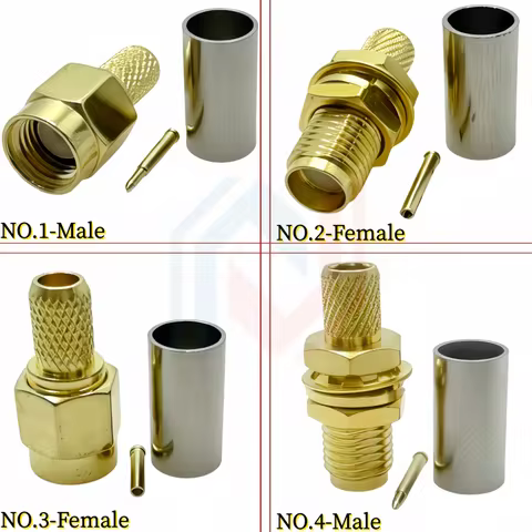 10pcs/lot SMA Male Plug SMA Female RP SMA Male Female Connector Crimp for RG58 LMR195 RG142 RG400