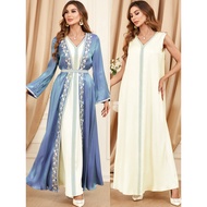Dubai Abaya 2-piece sets Women Wear Plain dresses Arab robe Muslim abaya dress Muslimah fashion Baju