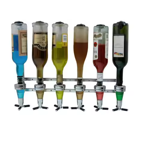Aluminum 6 Bottle Wall-mounted Quantitative Pourer Bar Wine Holder Shots Stand Cocktail Liquor Drink