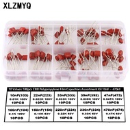 100pcs 10nF-470nF Metallized Polyester Film Capacitors Assortment Kit 10nF 22nF 33nF 47nF 220nF 470n