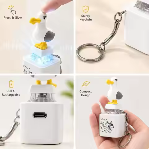FTCY Seagull Mine Sound Button Keychain Luminous Sounding Stress Relief Sound Seagull Creative Fidge
