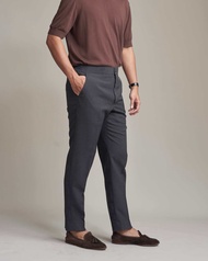 The Finery - The Hudson Trouser สีเท้าเข้ม Ash Grey | ทรง Slim Fit | ขาเบิ้ล + ตัวปรับเอว