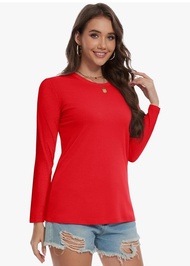 T-Shirt plain Quick Dry Microfiber Sports T-Shirt Women Long Sleeve Round Neck Size XS-XL