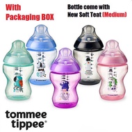 Tommee Tippee Baby Milk Feeding Tinted Wide Neck Bottle With Medium Flow Super Soft Teat 3m+  Botol 