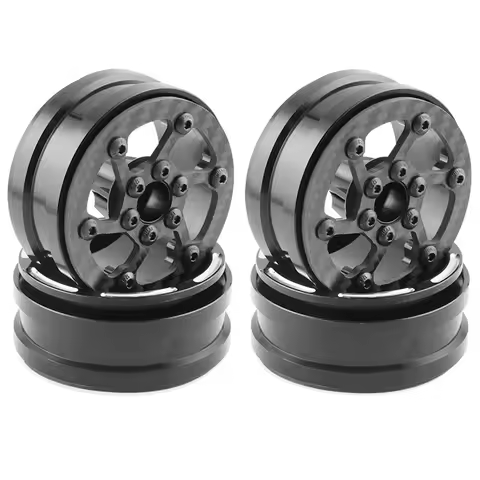 Y34A 4Pcs Carbon Fiber 1.9inch Beadlock Wheel Rim Wheel Hub for 1/10 RC Crawler Car Axial SCX10 TRX4