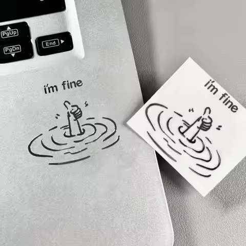 5/10Pcs I'M Fine, Funny, Sarcastic, Personalized Style Stickers - High-Gloss Paper Laptop Stickers w
