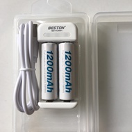 Bộ sạc pin Beston 2 cổng C8001 Sạc được 2 loại pin AA/AAA 1.2V Pin sạc Beston chính hãng Dung lượng 