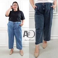 (100% REALPICT) CELANA JEANS WANITA JUMBO SUPER JUMBO 10XL (BB 100KG - 130KG)