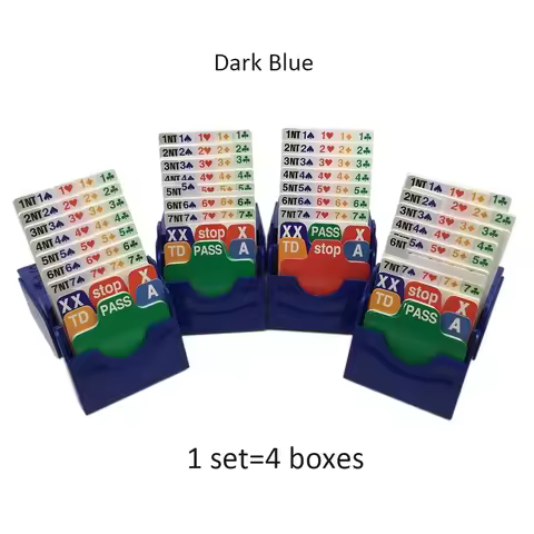 (Set of 4) Blue Bridge Bidding Box with Bridge Paper Playing Cards Bridge Partner Bidding Device Off