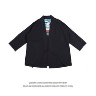 JANWONG日系工裝拼接道袍防曬衣和服開衫復古男女外套客製款
