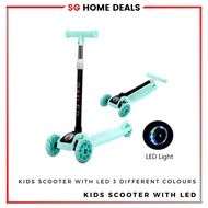 [SG STOCKS] Children's Kick Scooter Folding Aluminum Alloy Skateboard 3 Wheels Kids Adjustable Scooter with LED
