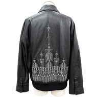 全新 ◇ Berluti Scott Campbell 16AW 牛皮皮夾克，黑色，粉金色五金，義大利製造，正品，男士，Hider Ackermann 時期，紋身圖案刺繡，A52 尺寸。