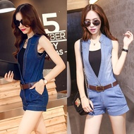 Jumpsuit women s summer korean style trendy denim jumpsuits show thin strappy shorts casual jumpsuit