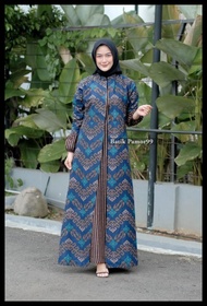 New Baju Gamis Batik Wanita Dewasa Jumbo Modern Terbaru Kombinasi