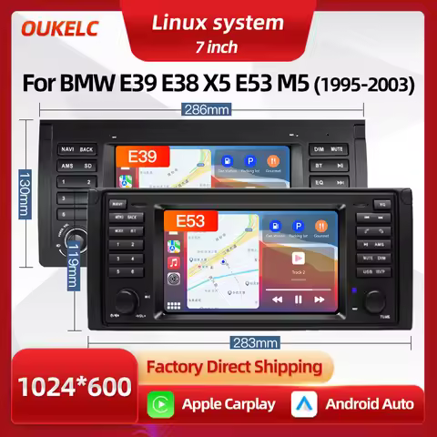 For BMW 3 Series E39 E38 X5 E53 M5 1995-2003 Wireless Carplay Navigtion Player Android Auto Radio Mu