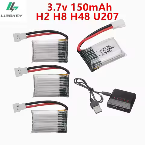 3.7v 150mah lipo Battery and charger For JJrc H2 H8 H48 U207 RC Quadcopter Drone Spare Parts 651723 