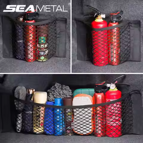 Mesh Trunk Car Storage Organizer Bag 40/50/60/80*25CM Mesh For Trunk Luggage Holder Pocket Sticker N