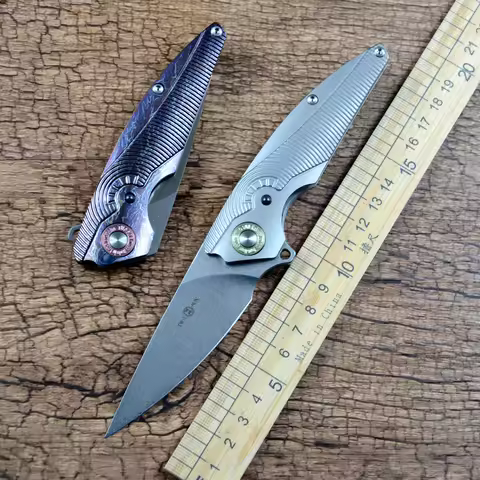 TWOSUN Folding Knife M390 Blade Outdoor Camping Gift Hunting Ceramic Ball Bearing Washer Titanium Ha