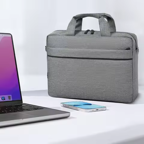 Laptop Crossbody Bag Shockproof Nylon Laptop Handbag Waterproof Laptop Shoulder Bag 3 Compartments L
