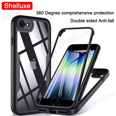 360 Full Body Front+Back Clear Case Shelluxe For iPhone SE SE2 SE3 7 8 For iPhone7 iPhone8 iPhoneSE 