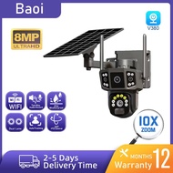 Baoi V380 Pro 4G SIM card solar CCTV 8MP 4K dual lens wireless WIFI low-power solar CCTV outdoo