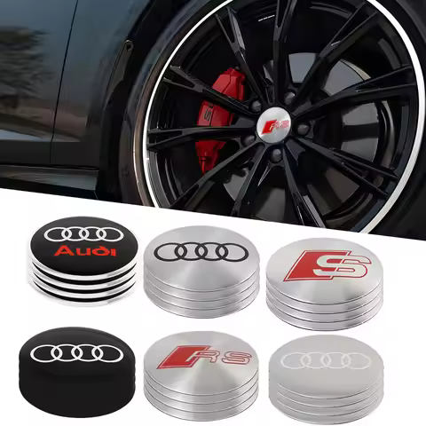 56/60/63/65/68mm Car Wheel Hub Caps Emblem Hubcap Badge Stickers Decoration for AUDI S RS A4 B5 B6 A