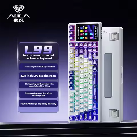 AULA L99 Touchable Intelligent Screen Display Wireless Bluetooth Mechanical Keyboard Tri Mode Custom