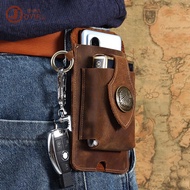 Made Taiwan Genuine Genuine Leather Tactical Waist Bag Men's Crazy Horse Leather Mobile Phone Bag Sp