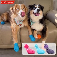CRAFTSERIES Silicone Dog Boots Hole Shoes Anti-Slip Pet Shoes 2pcs Paw Protectors All Weather Cute D