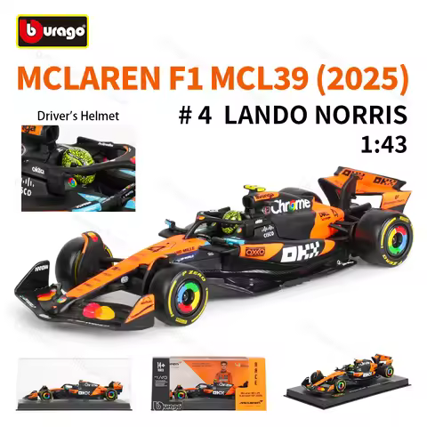 Bburago 1:43 Acrylic Box 2025 McLaren MCL39 F1 Formula Racing Car Static Simulation Diecast Alloy Mo