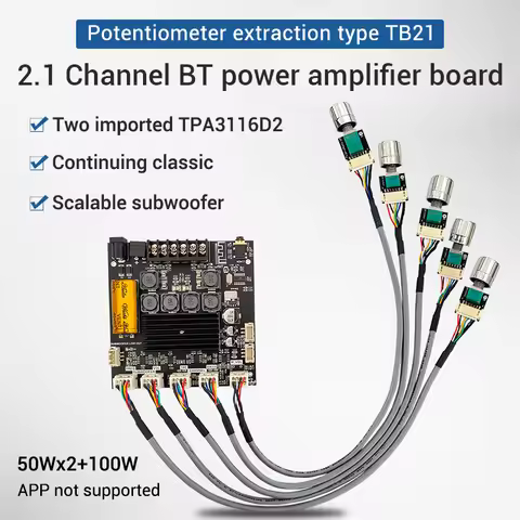 2.1 Channel Bluetooth Audio Amplifier Board ZK-TB21F TPA3116 Module TWS Box Potentiometer External/I