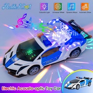 HelloKimi Electric Toy Car 360°Rotation Police Car Vehicle with LED Light Music Dancing Deformation