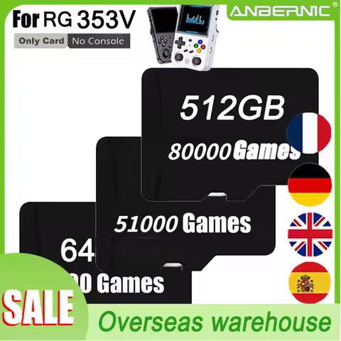 For ANBERNIC RG353v RG353VS 512G TF Card Preloaded Games Bag Card ONLY 100,000 Games for 512G 256G 1