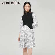 Vero Moda Elegant Floral พิมพ์ชุดถัก Casual SLIM FIT กระโปรงสั้นผู้หญิงฤดูใบไม้ผลิฤดูใบไม้ร่วง Clear