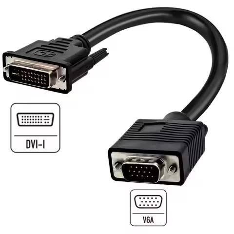 DVI-I to VGA Cable Passive 24+5 DVI to VGA Adapter Cable DVI-I Male to VGA Female Cable Adapter for 