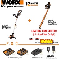 [ LIMITED TIME OFFER ] WORX WG163E 20V Cordless Grass Trimmer + WG260E 20V Cordless Hedge Trimmer ( 