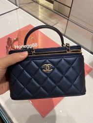 Chanel 22A 深藍 長盒子 Vanity Case Navy 全新