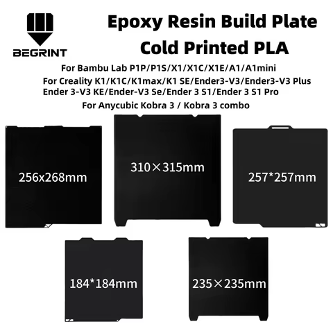 Epoxy Resin Cool Build Plate For Bambu Lab P1P/P1S/X1/X1C/X1E/A1 Double Sided Spring Steel Sheet For