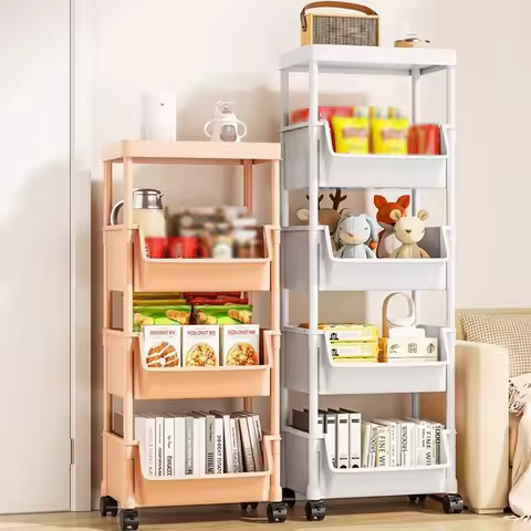 New 2-5layers Trolley Storage Rack Kitchen Bedroom Baby Snacks Mobile Bookshelf Bathroom Storage Rac