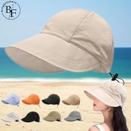 Women Sun Hat Fashion Adjustable Foldable Drawstring Fisherman Hat Ladies Outdoor Large Brim UV Protection Breathable Quick Dry Beach Caps