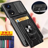 Ốp cho Oppo A79 A98 A58 A57 A17 A78 Reno 10 9 8T Realme C53 10 Pro đồ đựng thẻ trượt camera đế dạng