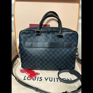 LV棋盤格手提包 男款公文包 黑色棋盤格Damier Graphite