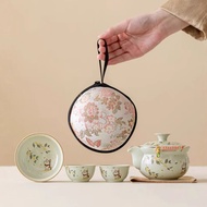Grass Gray Osmanthus Kitten Clutch Pot Quick Cup One Pot Three Cups Ceramic Portable Storage Outdoor