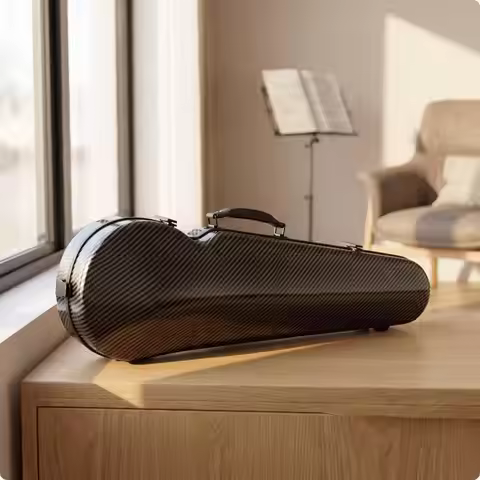 Rigid Violin Case 4x4 with Secure Straps and Shoulder Rest for Musicians Travel Protection