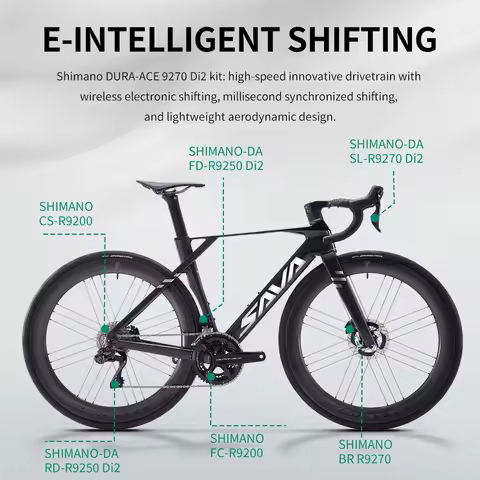 SAVA New Blade SLR9 U60 Carbon Fiber Road Bike, 700C Adult DI2 Bike with SHIMANO-DURA ACE Di2 R9270 