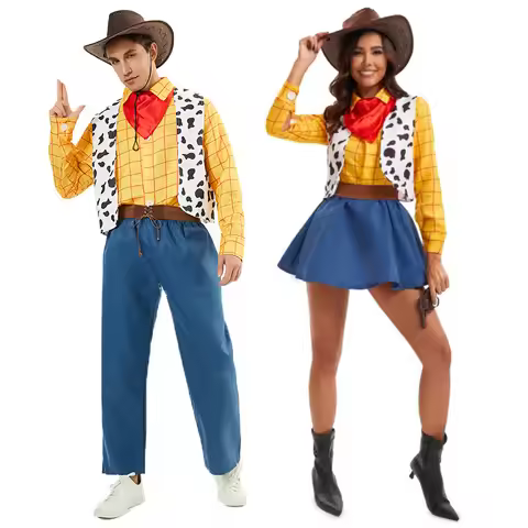 Cosplay Story Woody Costume Sets for Adult Kids Cowboy Cowgirl Dress Carnival Halloween Party Fancy 