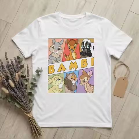 Bambis Characters Thumper Flower T Shirt for Men Women Cotton Vintage T-Shirt O Neck Tee Shirt Short