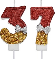 VSHILI 37th 73rd Birthday Candles, Red 73 37 Year Old Number Birthday Candles, Happy Birthday Party 